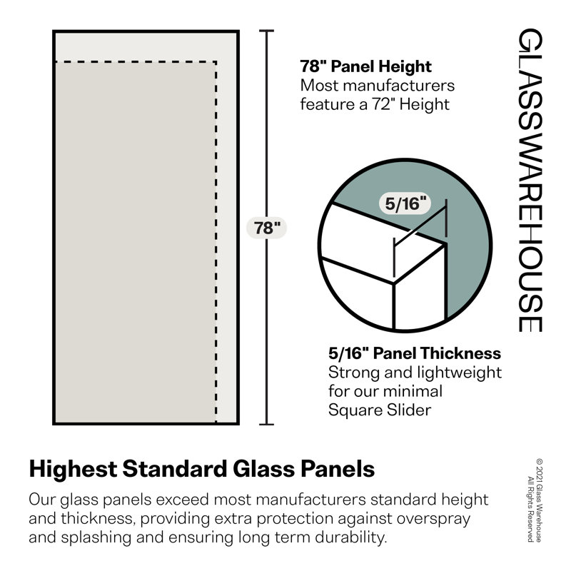 Glass Warehouse Astro 52 56 in. x 78 in. Fully Frameless Glass